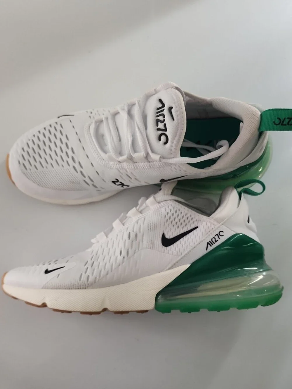 Nike White and Green Air Max 270-Style Sneakers